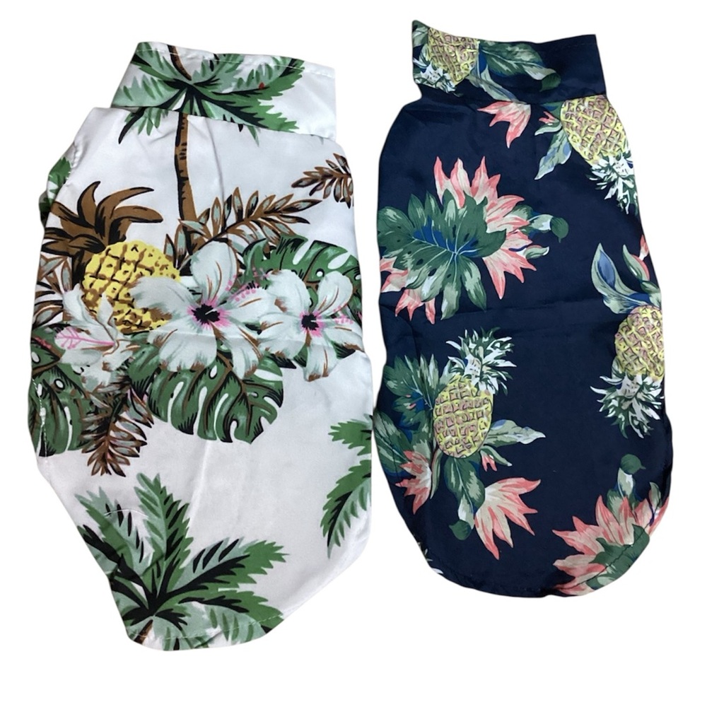 Tropical Vibes Cat Shirt Duo - White and Navy